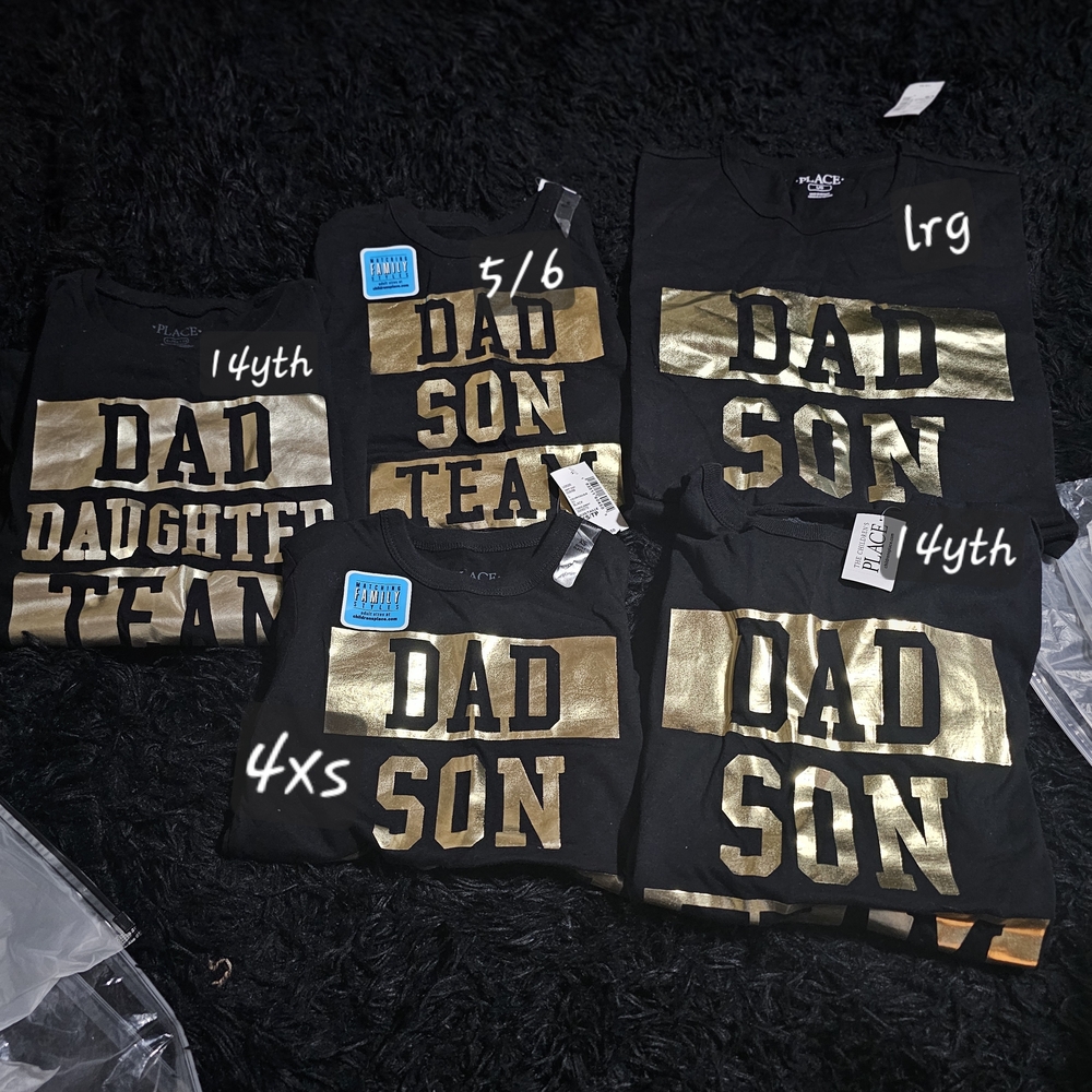 Childrens Place Black and Gold Short Sleeve Tee. Dad/son Team Dad/daughter Team